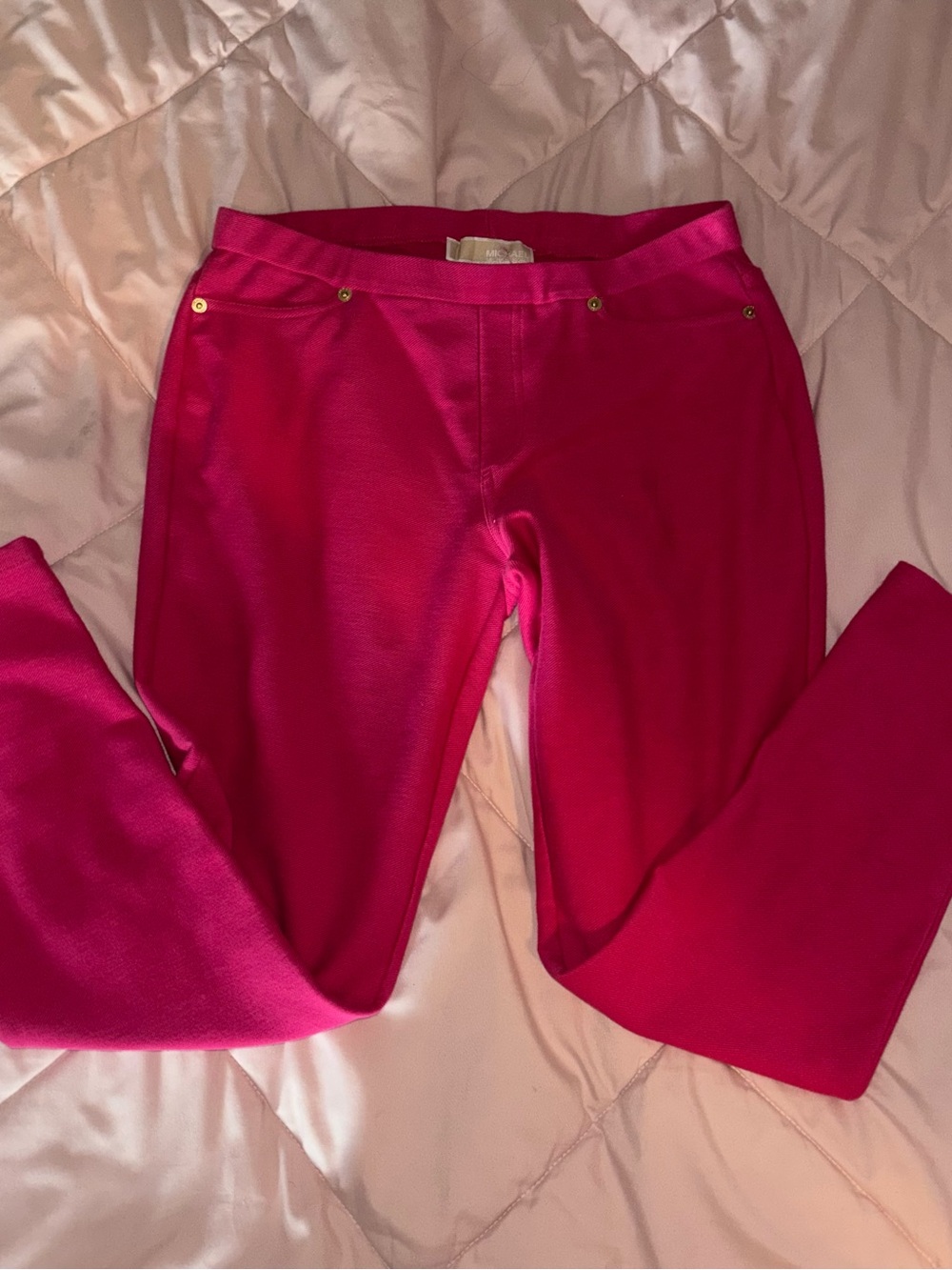 Michael Kors Hot Pink Stretch Ponte Pants with Pocket Details